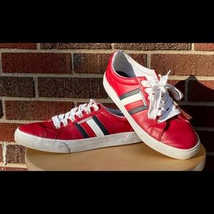Tommy Hilfiger red leather low top sneakers